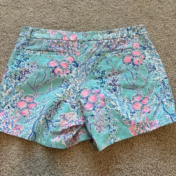 Lilly Pulitzer Callahan Knit Shorts Womens 10 Blue Pink Now You Sea Me Beach - Picture 10 of 11